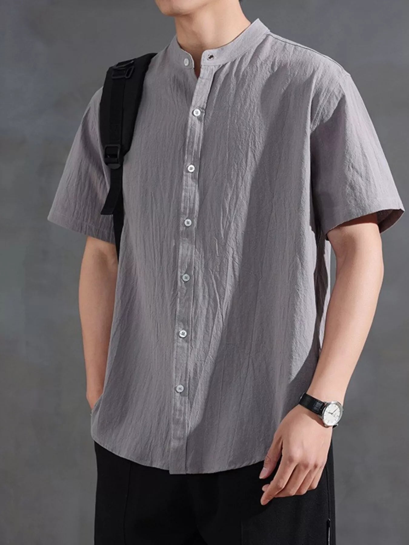 Men's Plus Size Casual Linen Short Sleeve Shirt