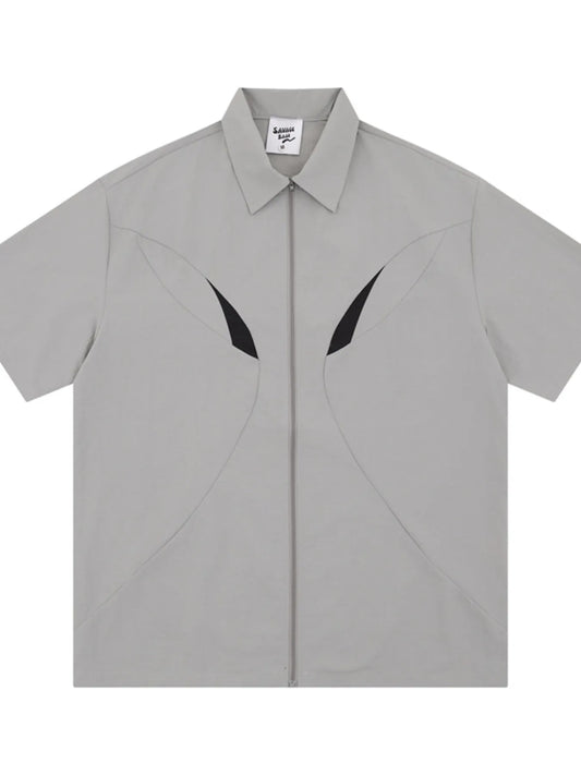 Men's Zip Up Short Sleeve Shirt