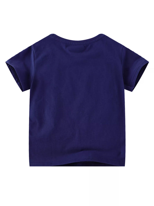 Children's Puppy Patch Round Neck T-Shirt