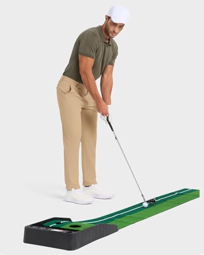 SNOWTEN Mens Golf Pants Classic Fit Stretch Work Dress Pants 30" Quick Dry Lightweight Casual Comfy Pants with Pockets Black 35w × 30L