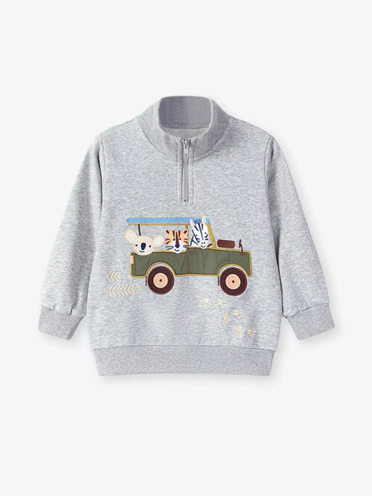 Children's Embroidered Zip Front Sweatshirt