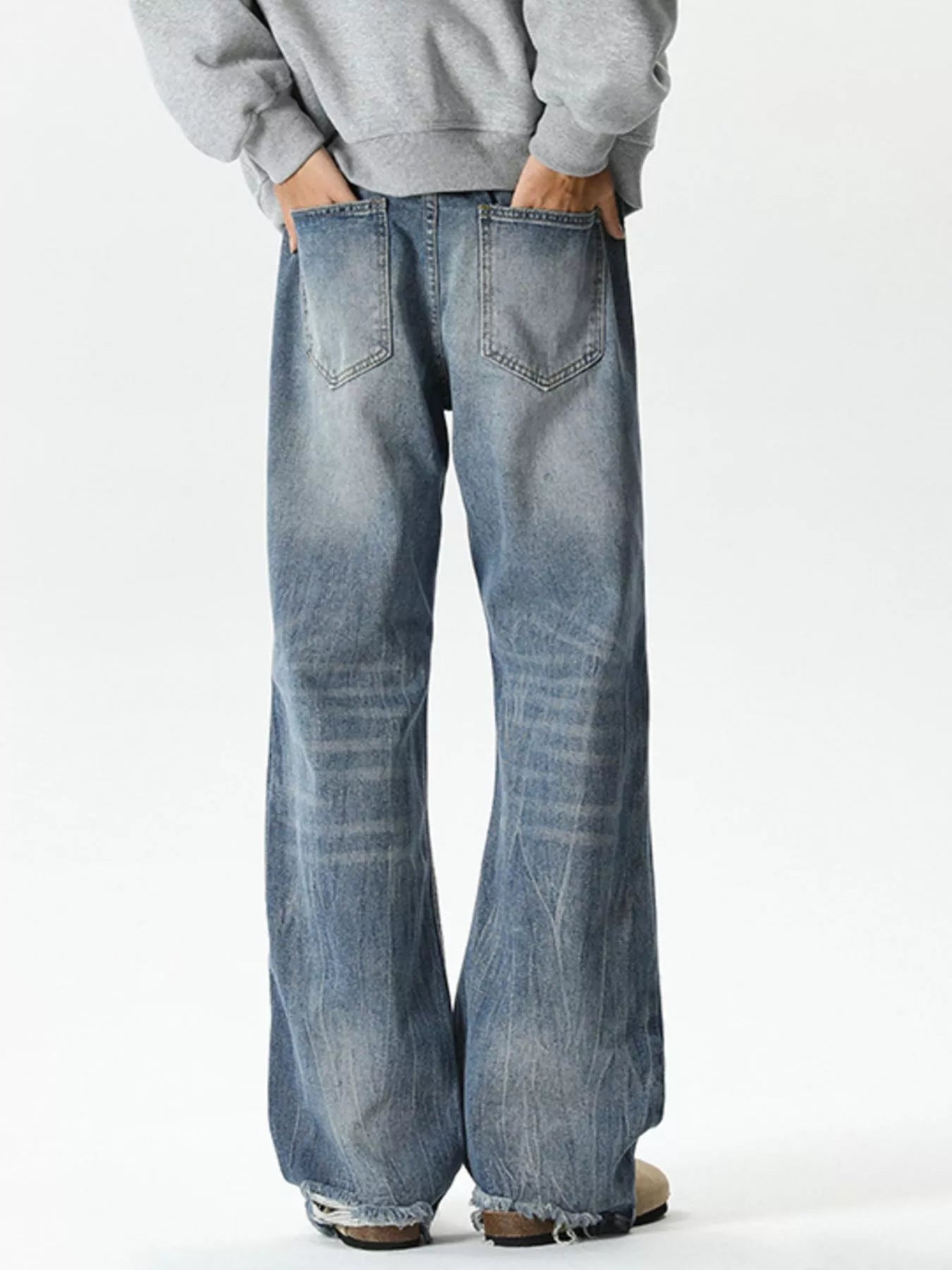 Men's Plus Size Vintage Wash Wide Leg Jeans
