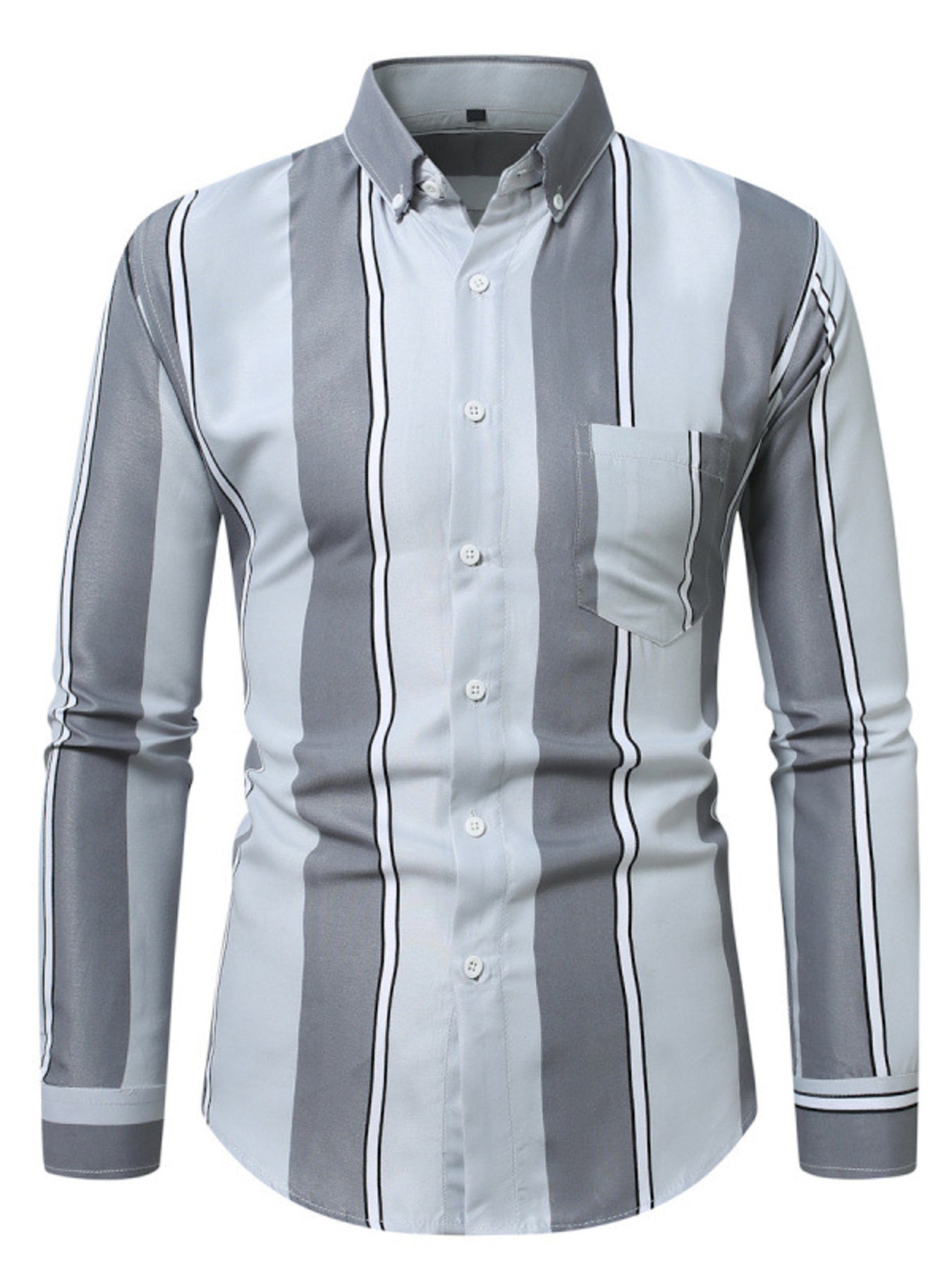 Men's Plus Size Slim Fit Striped Button Up Shirt