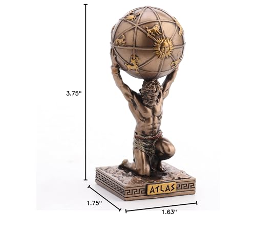 Atlas Greek Titan Bearer of The Sky Resin Hand Painted Bronze Finish Miniature Figurine