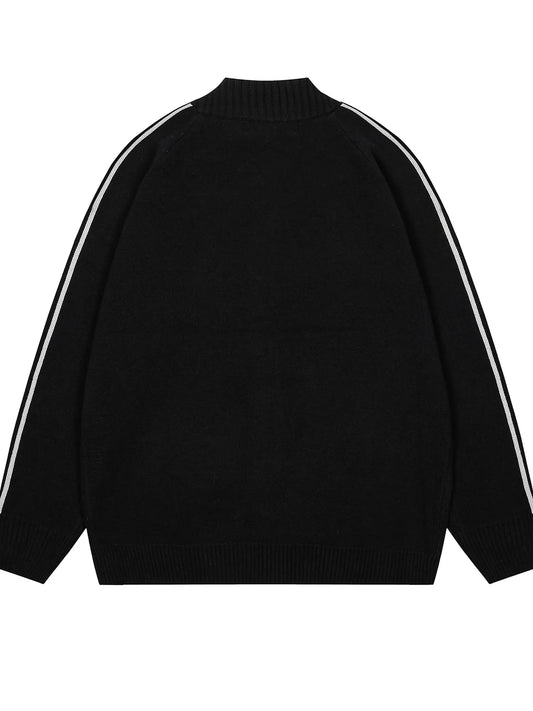 Men's Zip-Up Cardigan with Accent Stripes