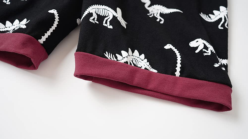 MyFav Big Boys Glow in Dark Skull Pjs Sleepwear Summer Pajama Shorts Sets, Skateboard, 14 Years