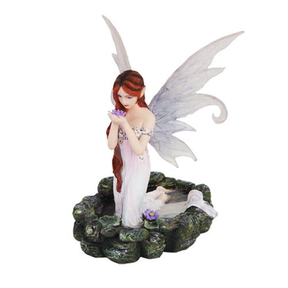 Pacific Giftware White Water Princess Fairy Kneeling in Pond Mystical Statue Figurine