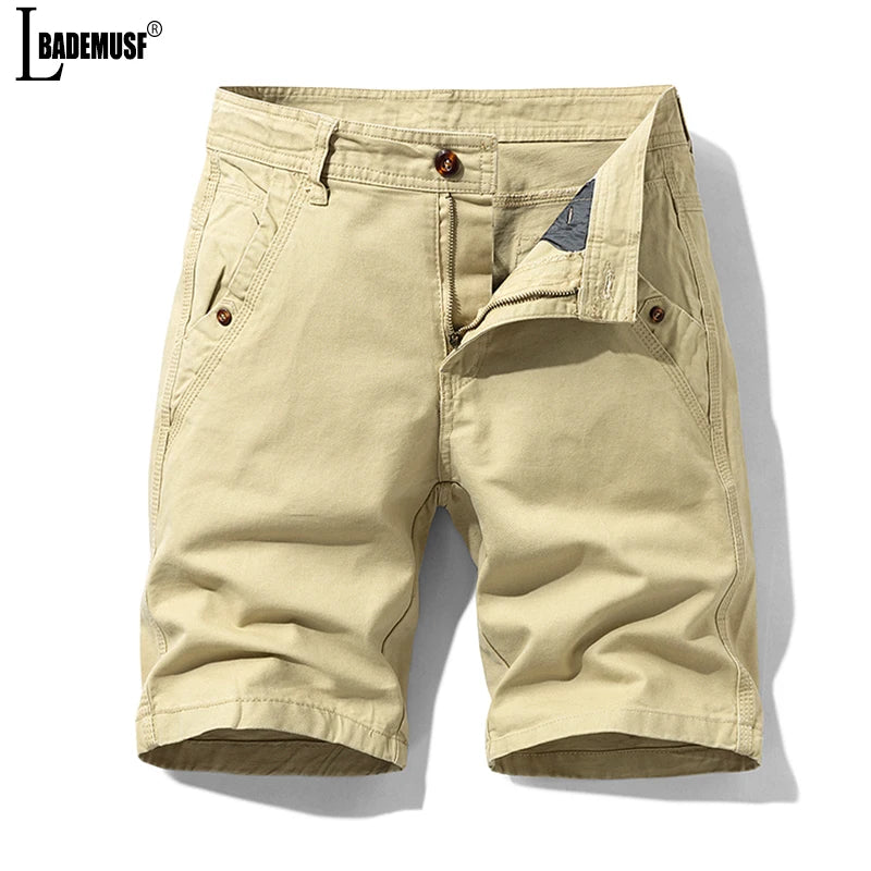 2024 Men New Summer Solid Color Cargo Shorts Leisure Fashion Comfort Breathableelastic Large Pocket Military Short Men