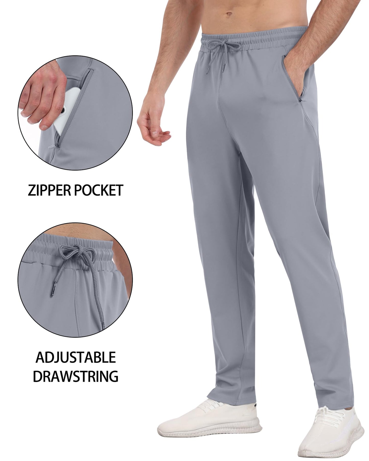 PARISDIARY 3 Pack Mens Athletic Sweatpants with Zipper Pockets,Workout Gym Joggers Pants for Men Running Jogging Pants-BlackDark GrayNavy-L