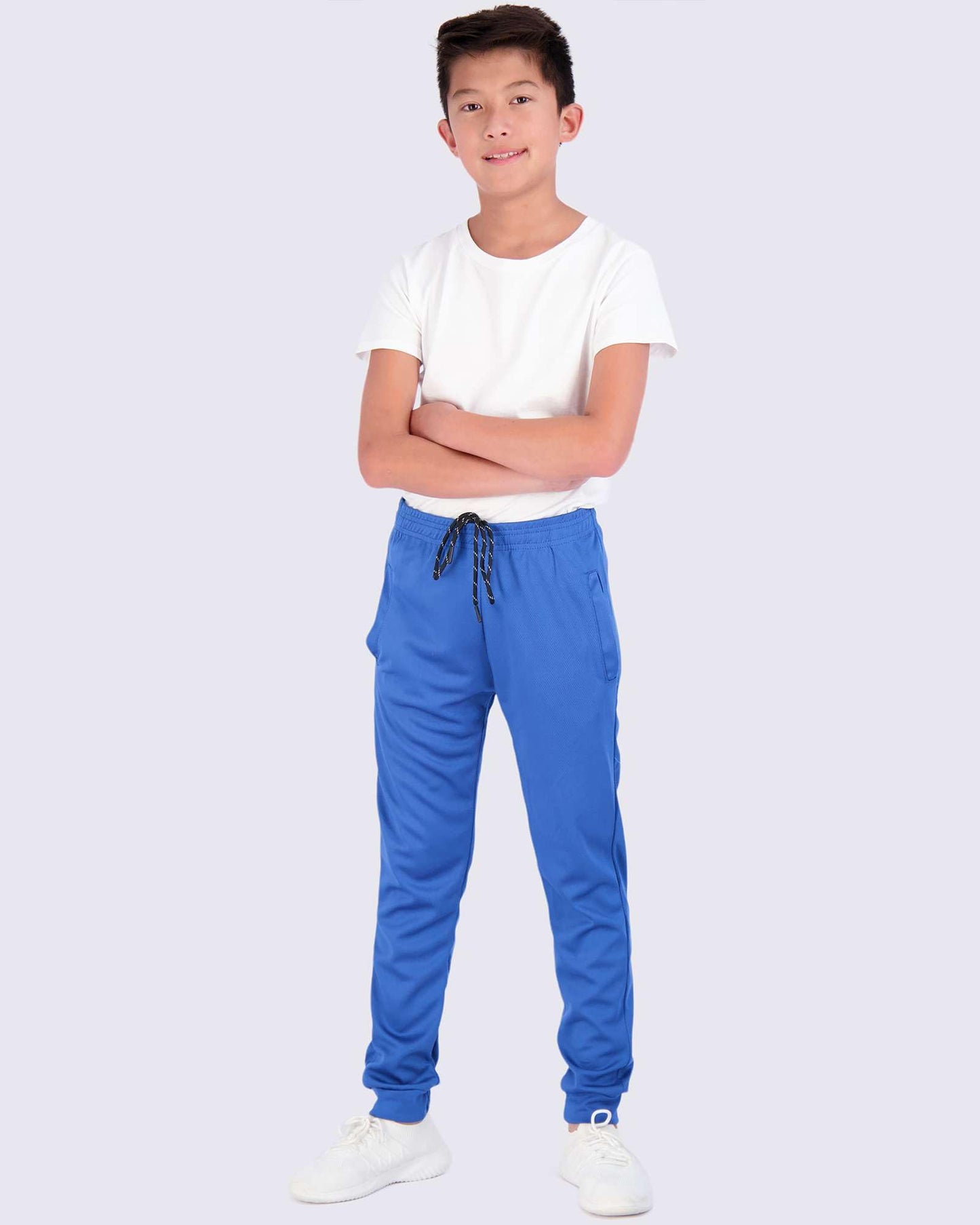 Real Essentials 3 Pack: Boy's Mesh Active Athletic Casual Jogger Sweatpants with Pockets .