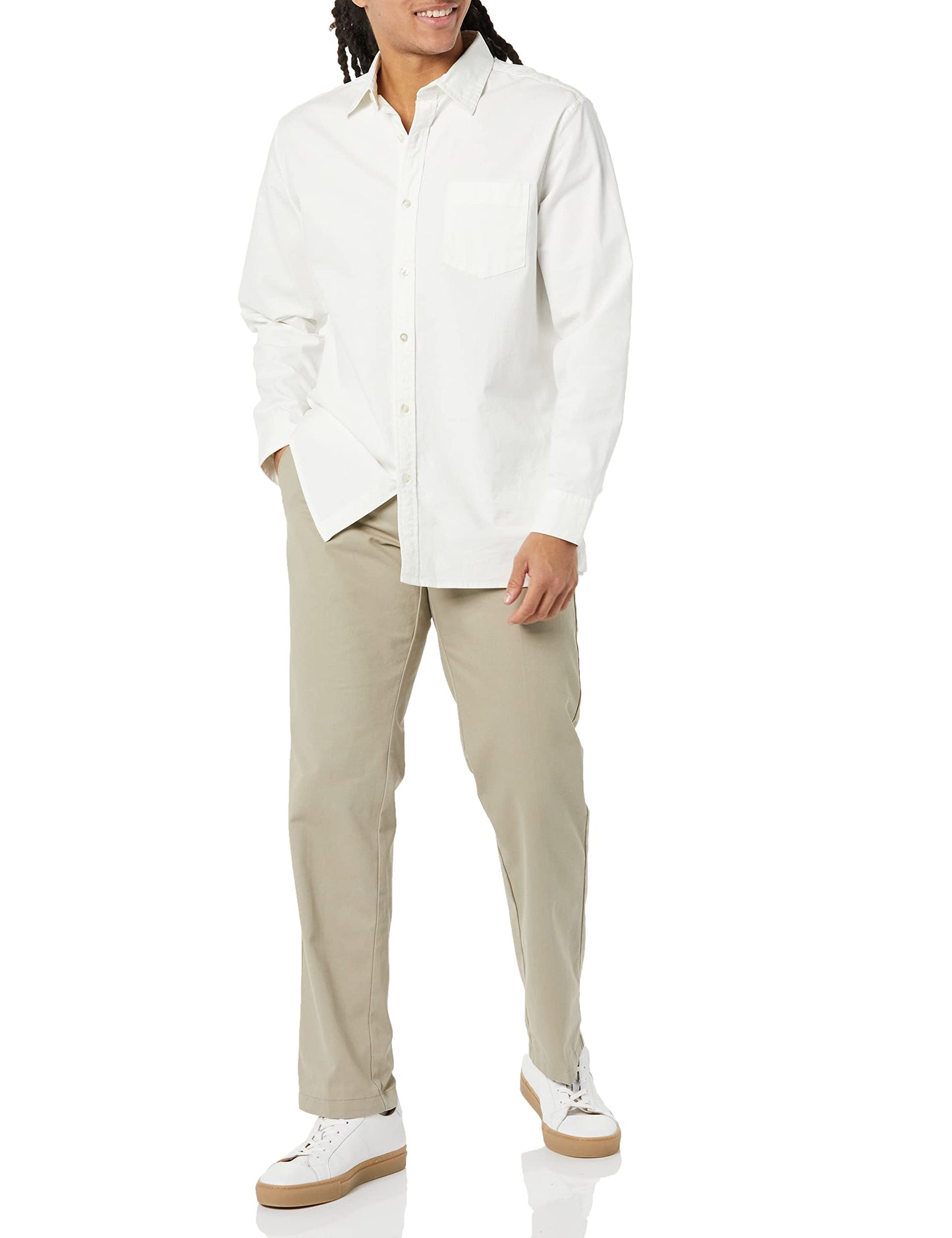 Men's Straight-Fit Wrinkle-Resistant Flat-Front Chino Pant, Black, 28W x 28L