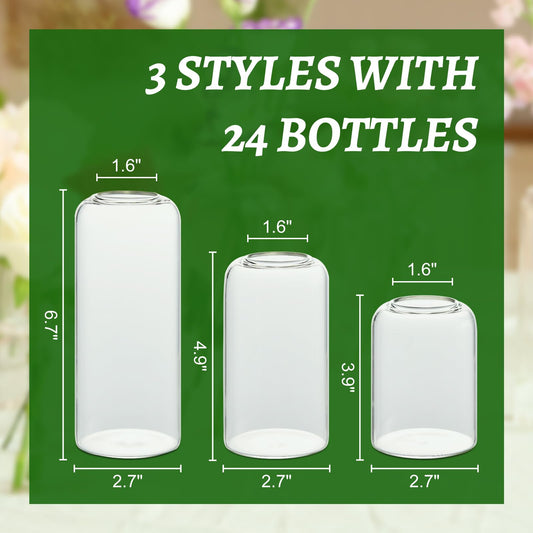 Glass Bud Vases Set of 24, Clear Flower Vase for Centerpieces,