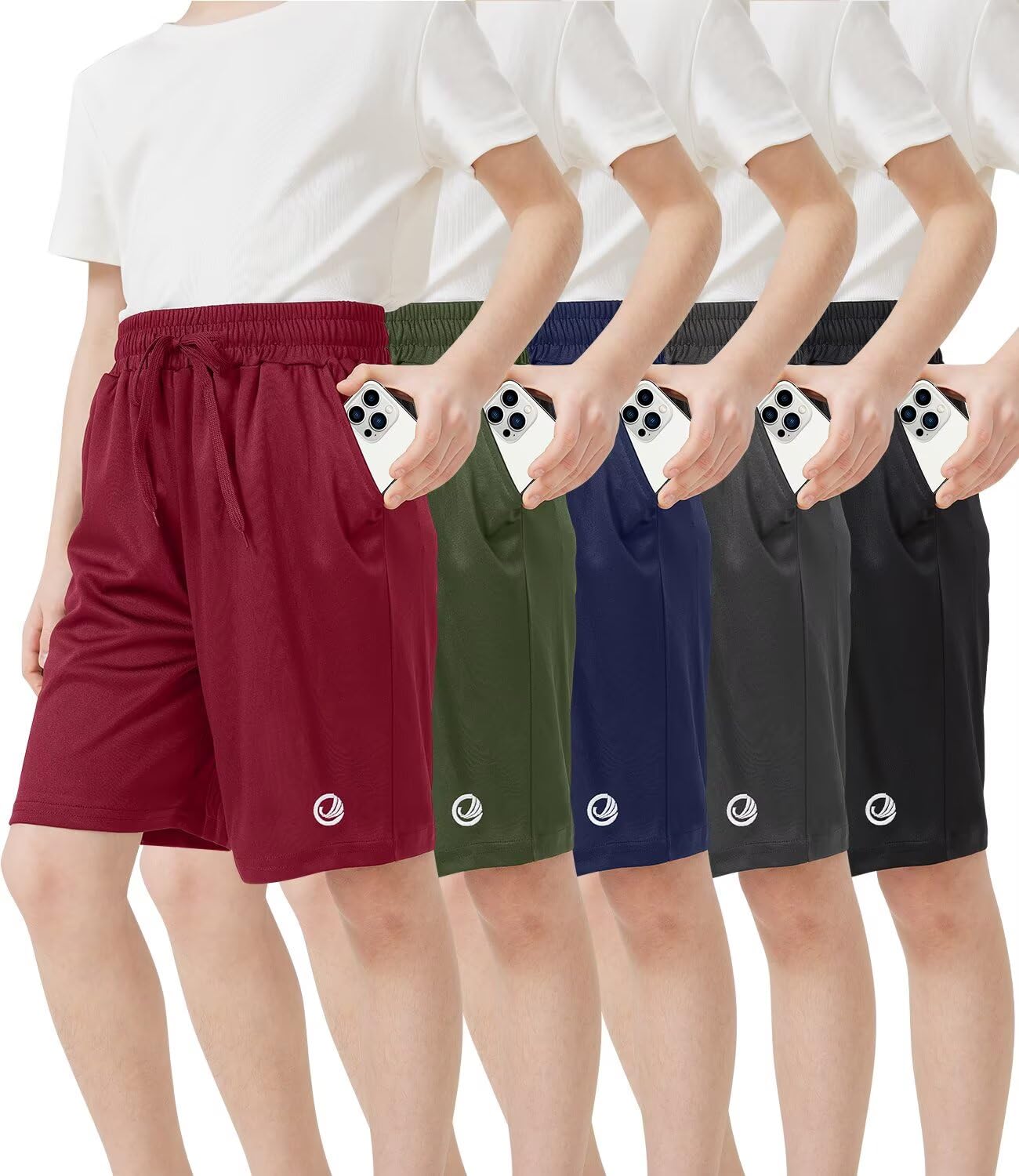 OCYMA 5 Pack Boys Athletic Shorts with Pockets