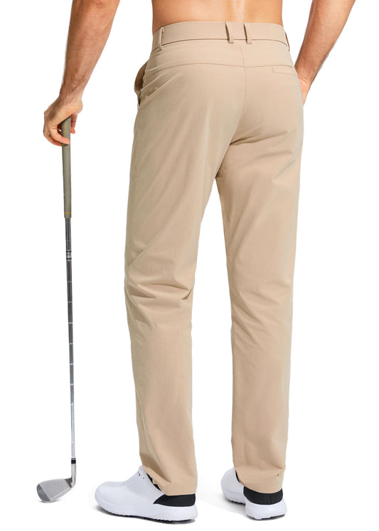 Pudolla Men's Golf Pants Stretch Classic Fit Work Dress Pants 30 Lightweight Quick Dry Casual Slacks Trousers with Pockets(Khaki 34Wx30L)