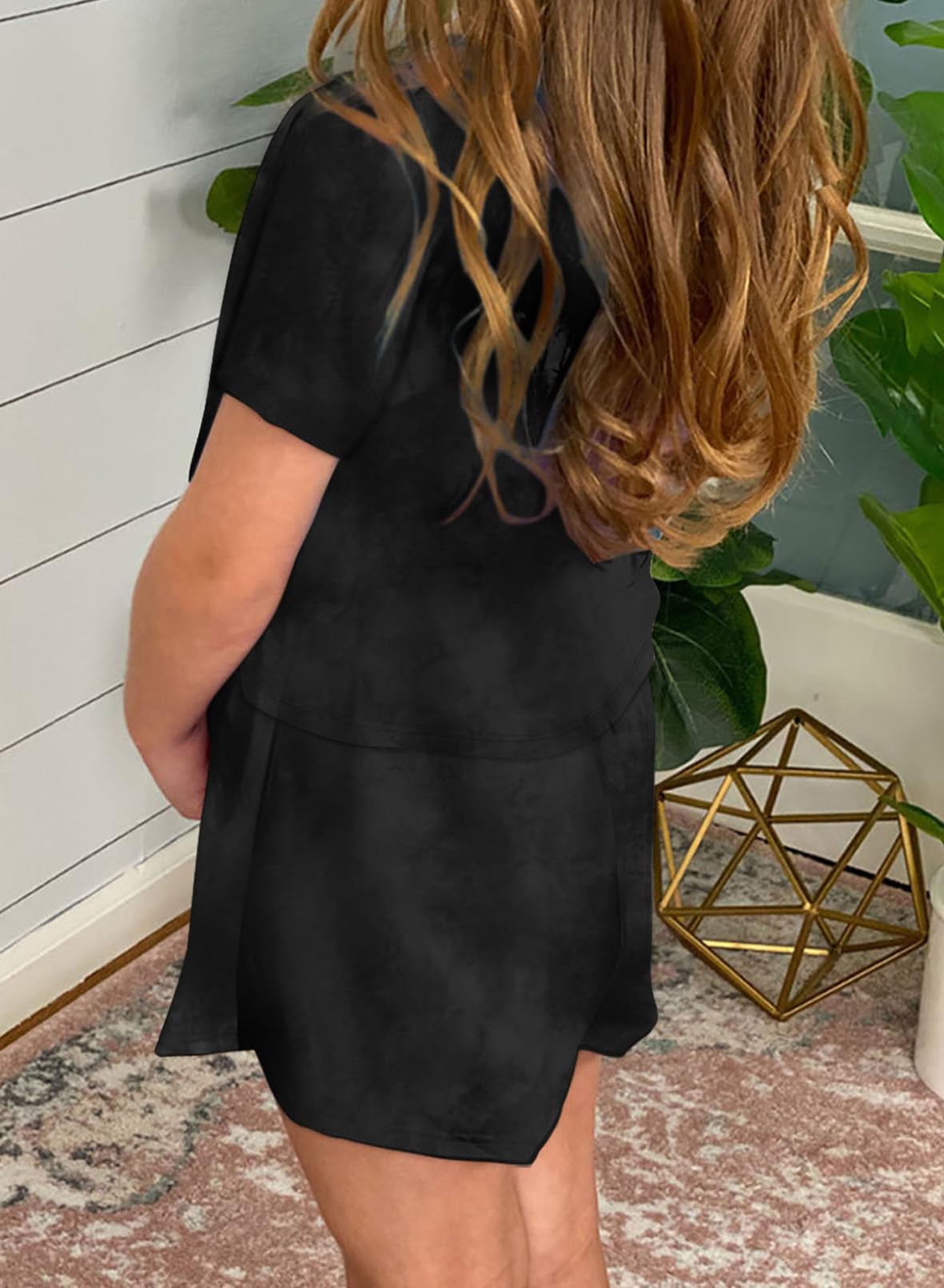 Dokotoo Girls Summer Cute T-Shirt Shorts Outfits Set Short Sleeve Tops Tee Clothes Crew Neck Tie Dye Stretchy Drawstring Waist Shorts with Side Pockets Size 8-9 Sky Blue