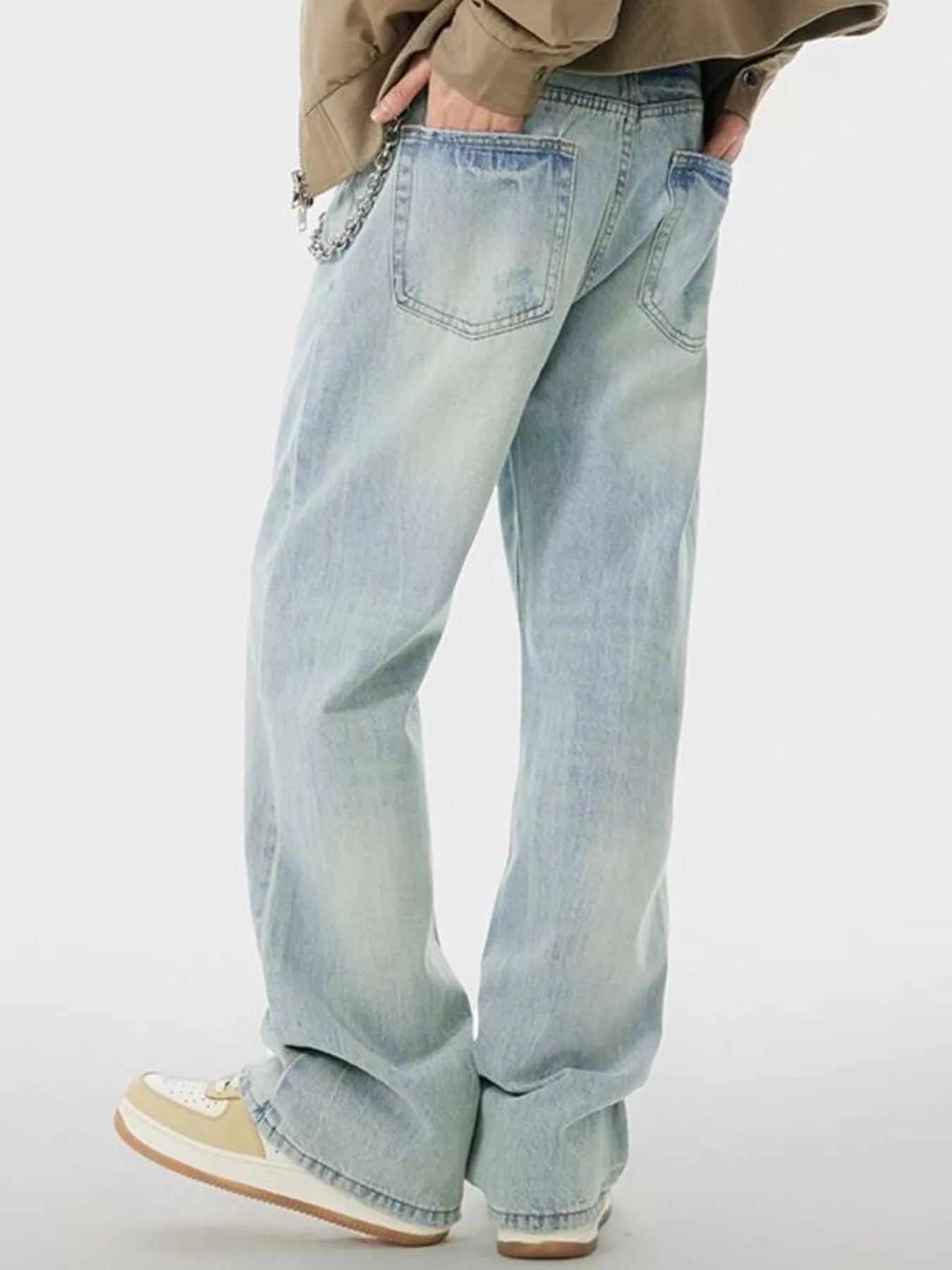 Men's Wash Wide Leg Jeans