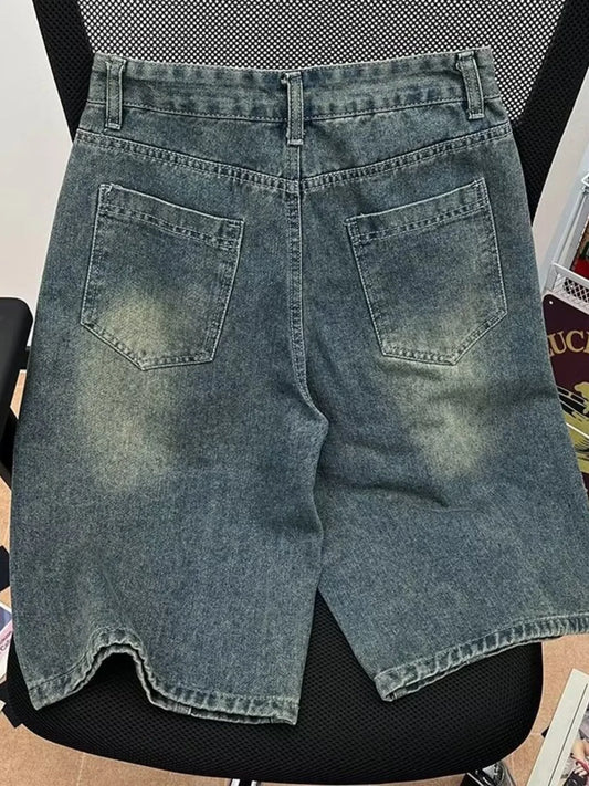Men's Plus Size Vintage Wash Denim Shorts