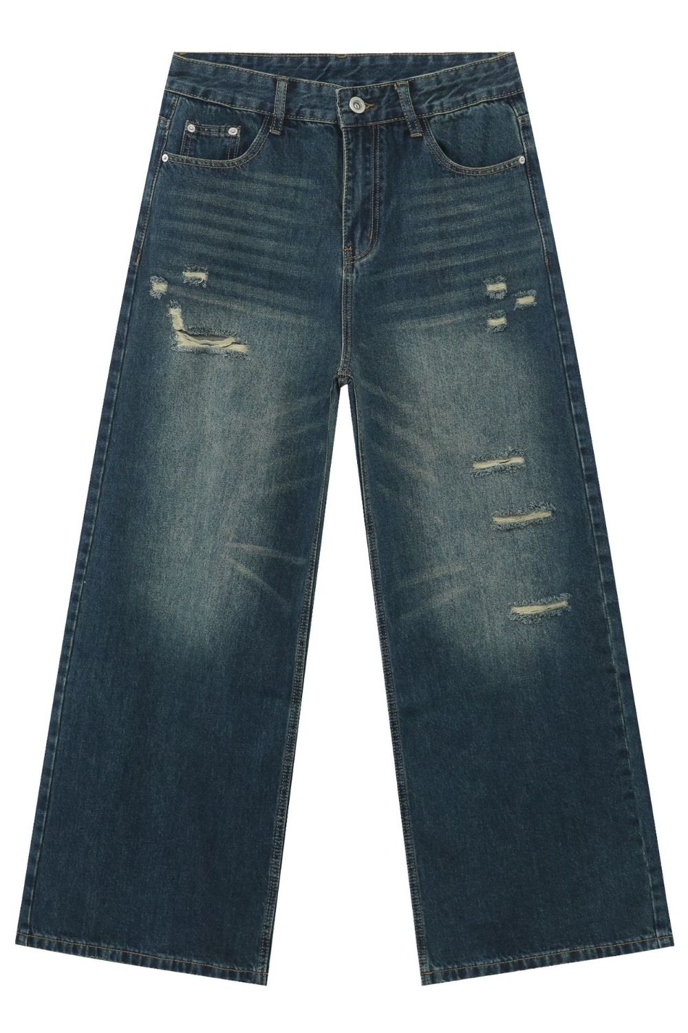 Men's Distressed Wide Leg Jeans