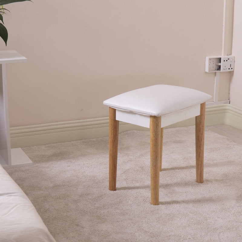 Elegant White Wooden Dressing Stool