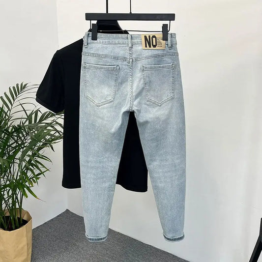 Jeans Men's Trendy Brand Light-colored Fashion Youth Casual Pants