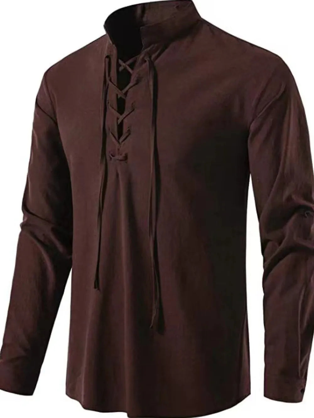 Men's Lace Up Long Sleeve Blouse