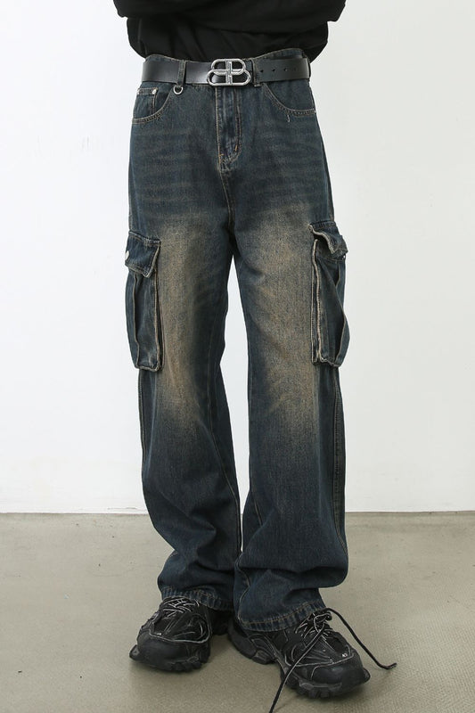 Men's Baggy Jeans with Cargo Pockets