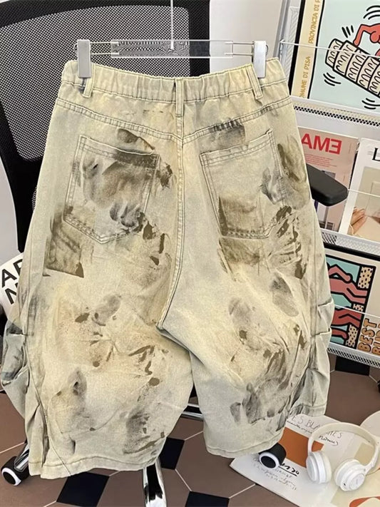 Men's Plus Size Vintage Wash Denim Shorts