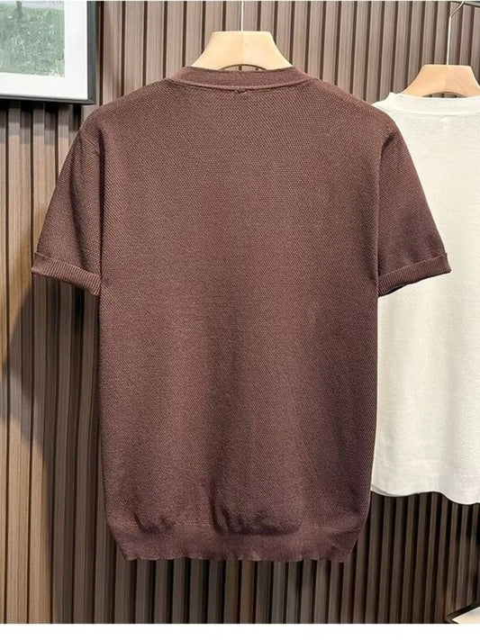 Men's Full Size Classic Short Sleeve Knit T-Shirt with Button Detail Plus Size