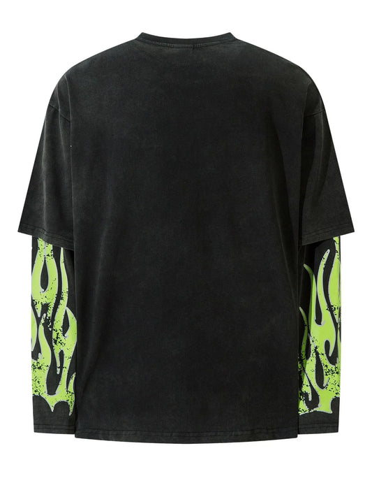 Men's Racing Flame Graphics Layered Long Sleeve T-Shirt