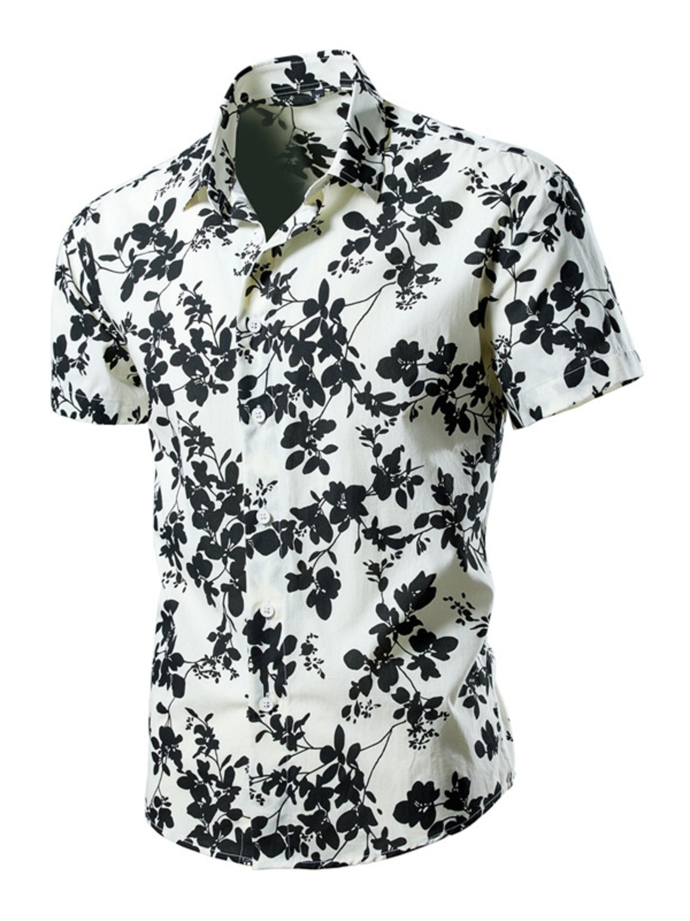 Men's Plus Size Floral Print Short Sleeve Casual Shirt