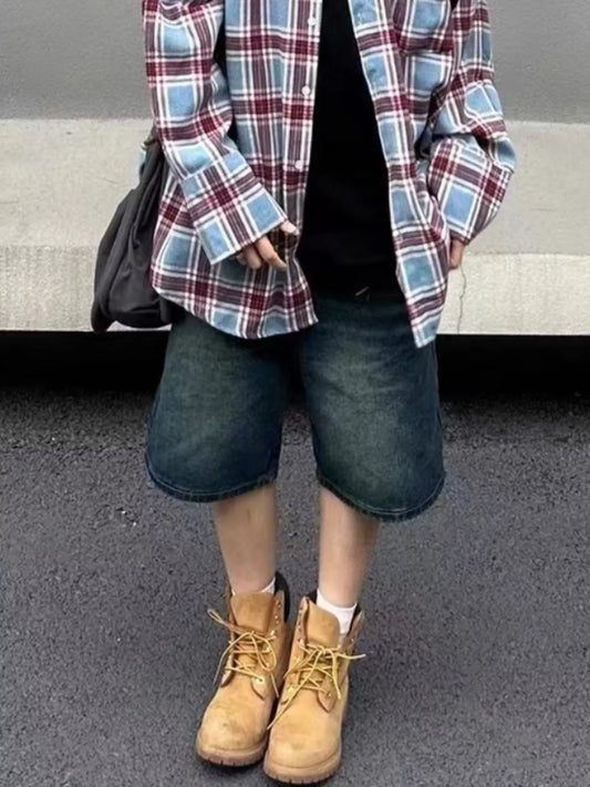 Men's Plus Size Vintage Wash Denim Shorts