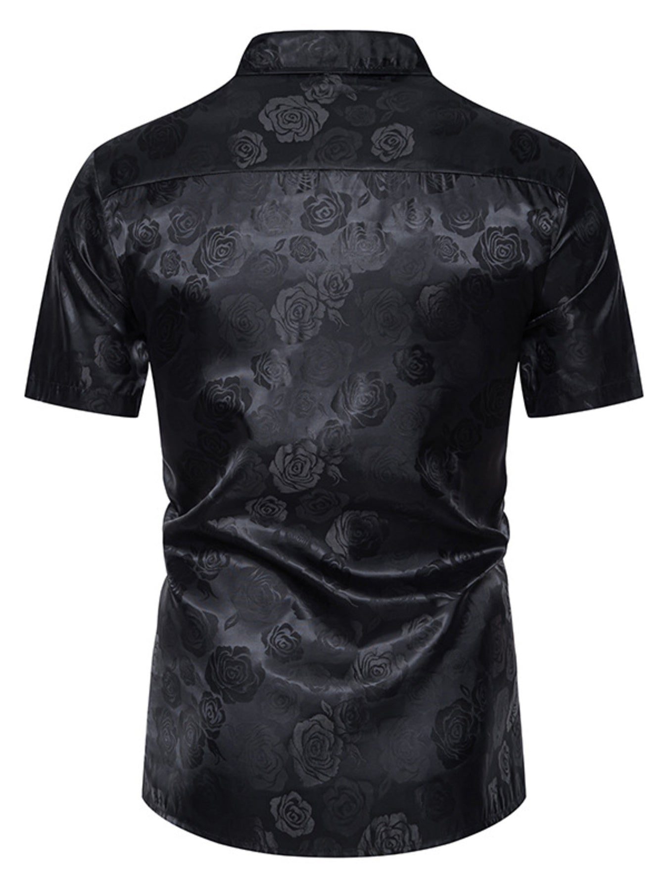 Men's Rose Print Short Sleeve Button-Down Shirt