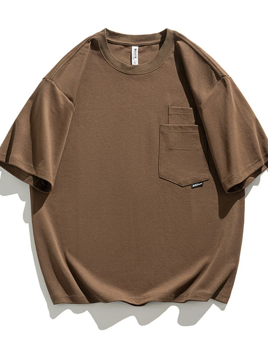 Men's Plus Size Casual Pocket Solid Color T-Shirt
