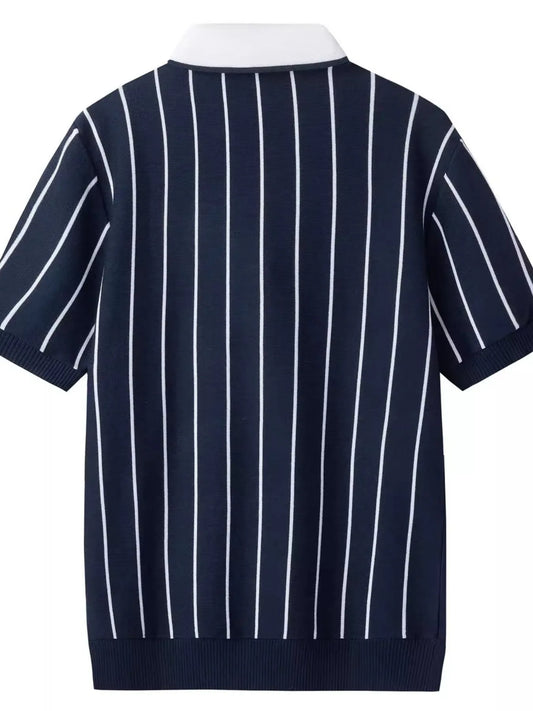 Men's Full Size Striped Button Up Top Plus Size