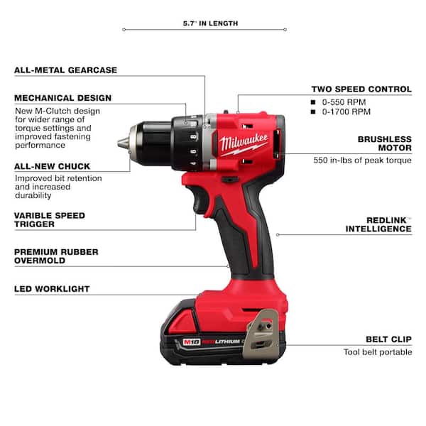 Milwaukee M18 Compact Brushless Drill
