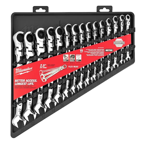 Milwaukee 144-Position Flex-Head Ratcheting Wrench Set SAE and Metric 30-Piece