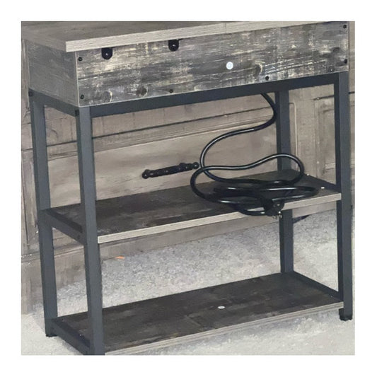 17 Stories Rustic End Table with Storage and USB Charging