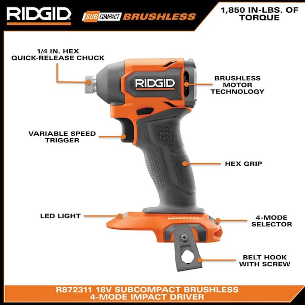 RIDGID 18V SubCompact Brushless 2-Tool Combo Kit