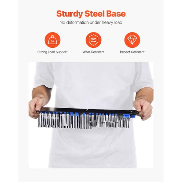 VEVOR Portable Socket Organizer Tray Holds 160 Metric SAE Clips