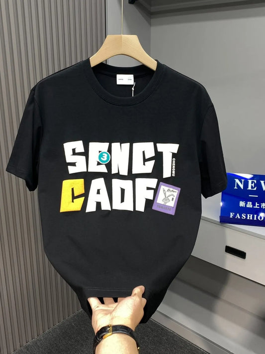 Men's Plus Size Letter Graphic Round Neck Short Sleeve T-Shirt