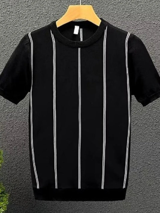 Men's Full Size Striped Short Sleeve T-Shirt Plus Size