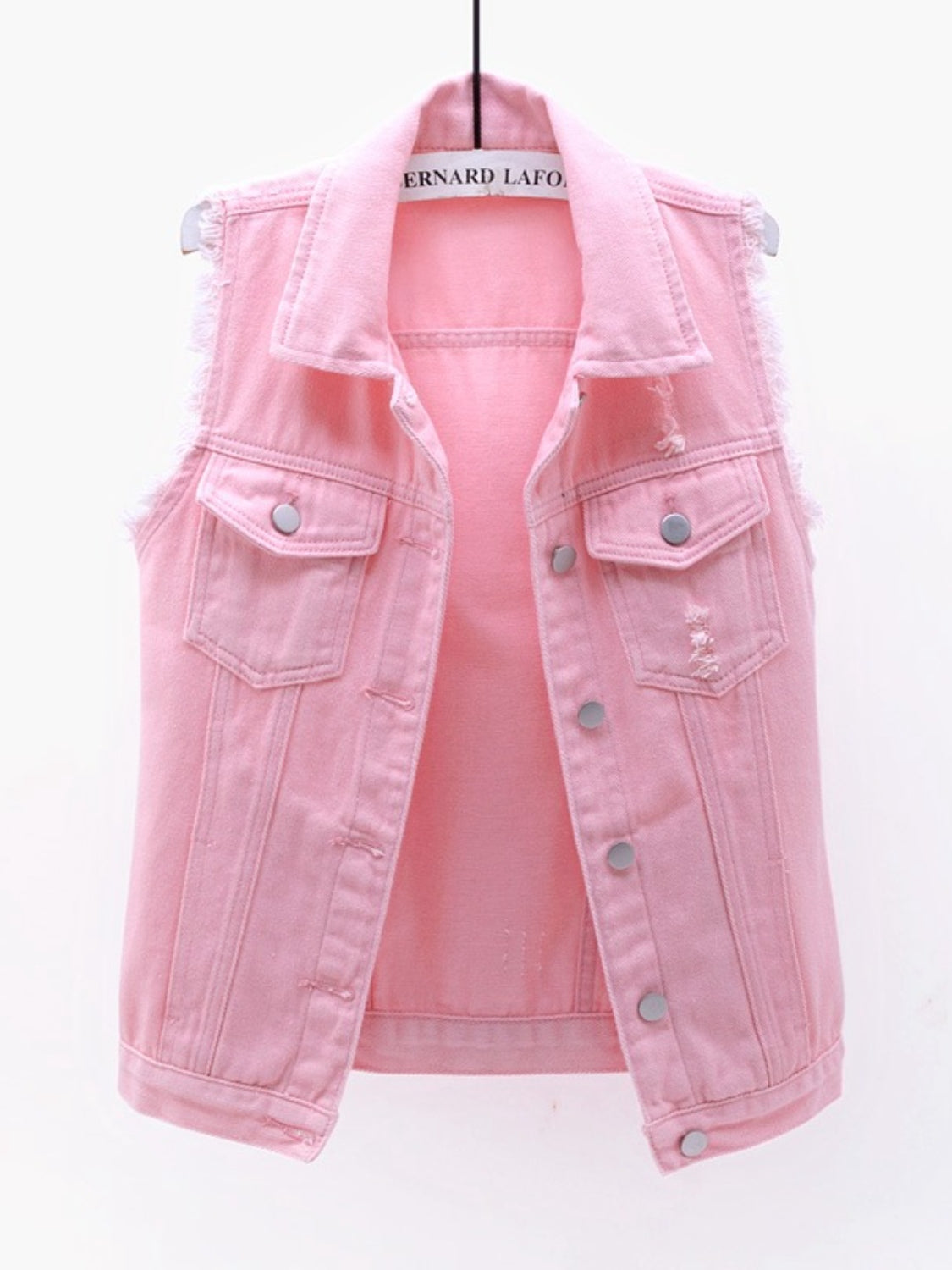 Side Button Slit Denim Jacket with Pockets