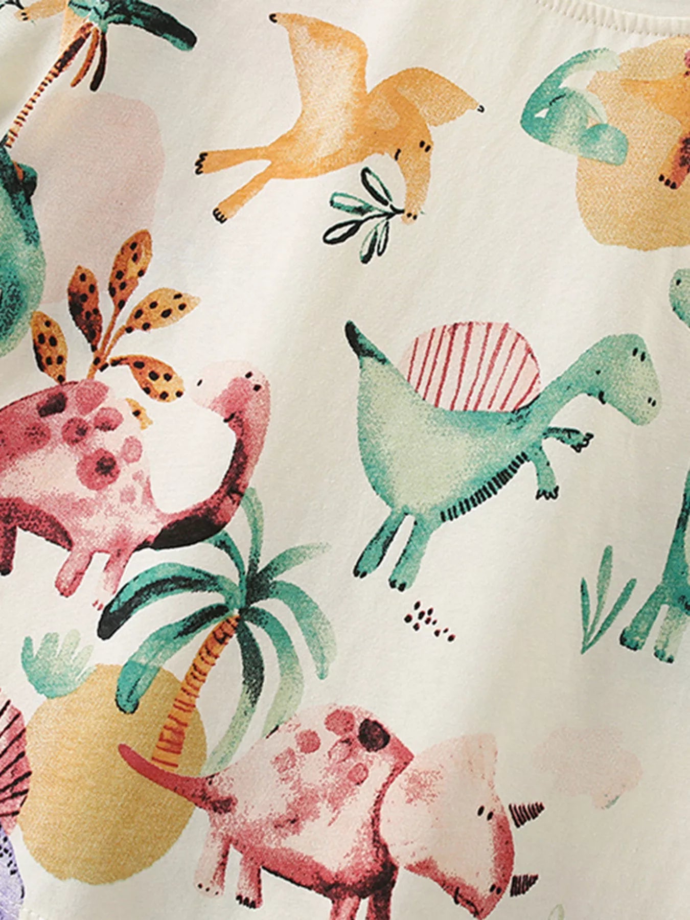 Children's Dinosaur Print Crew Neck Short Sleeve T-Shirt