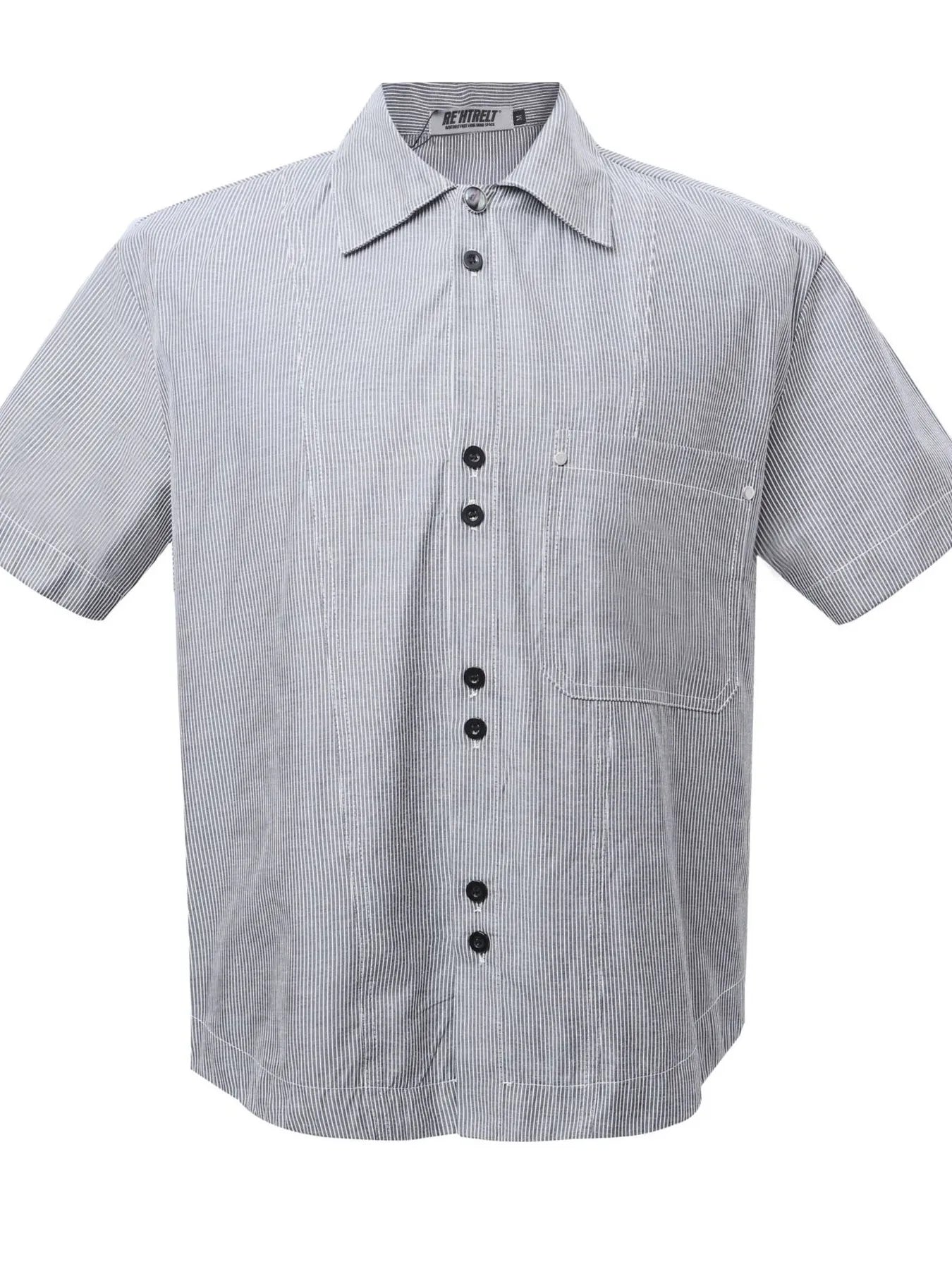 Men's Buttone Down Short Sleeve Striped Shirt