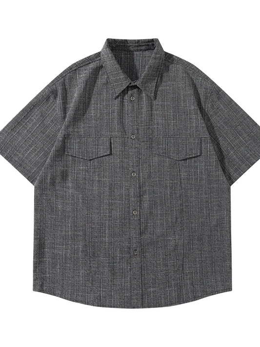 Men's Oversized Short Sleeve Shirt with Chest Pockets