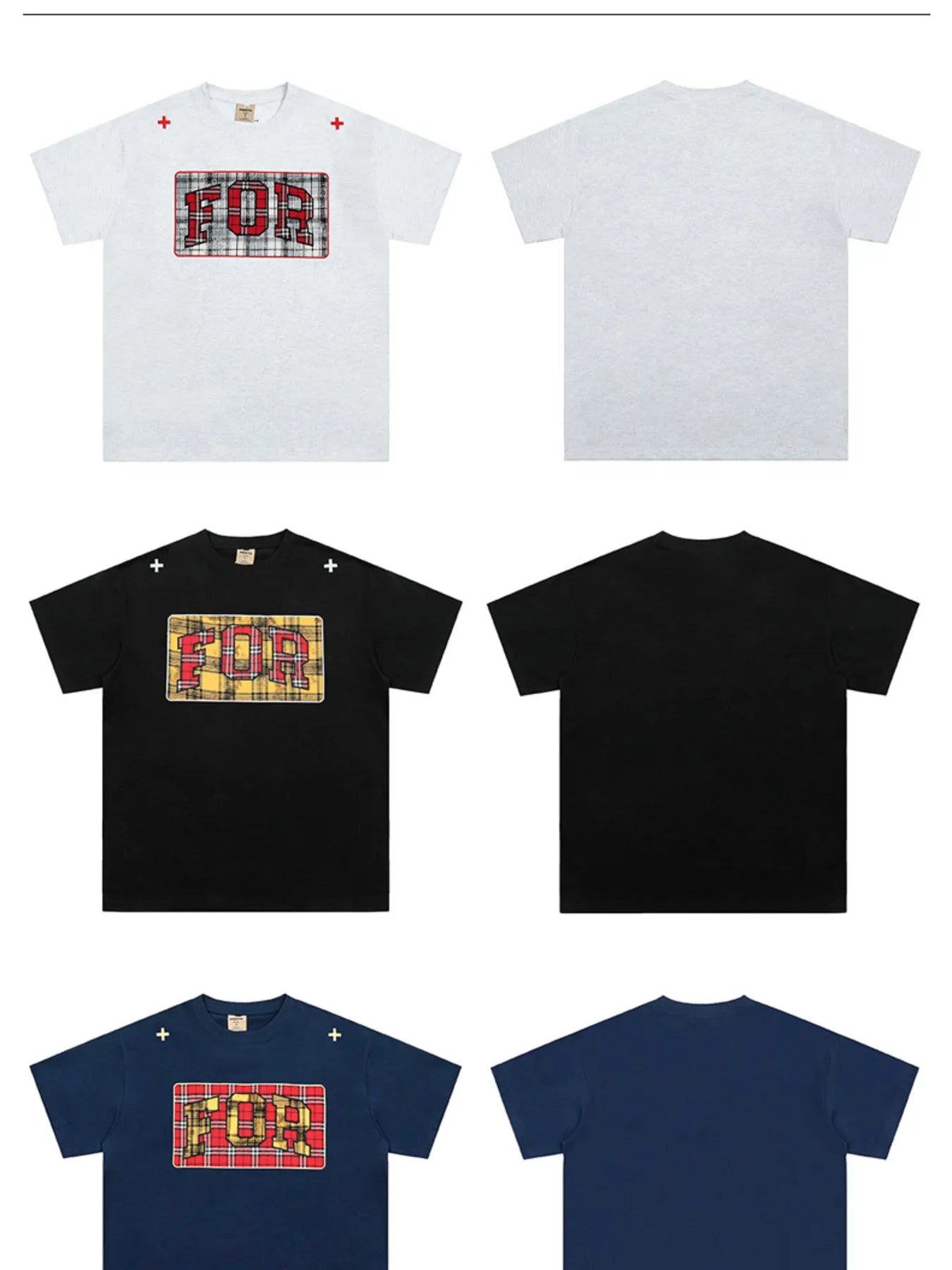 Men's Plaid Letter Round Neck T-Shirt