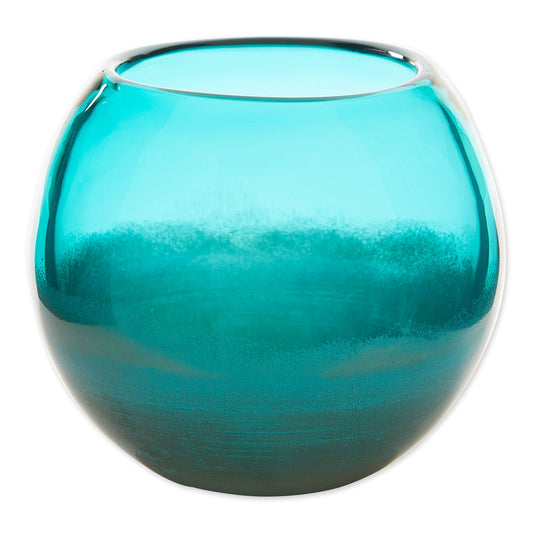 Aqua Glass Fish Bowl Vase – Small Decorative Home Accent