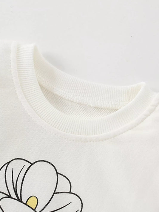 Children's Flower Graphic Crew Neck Sweatshirt