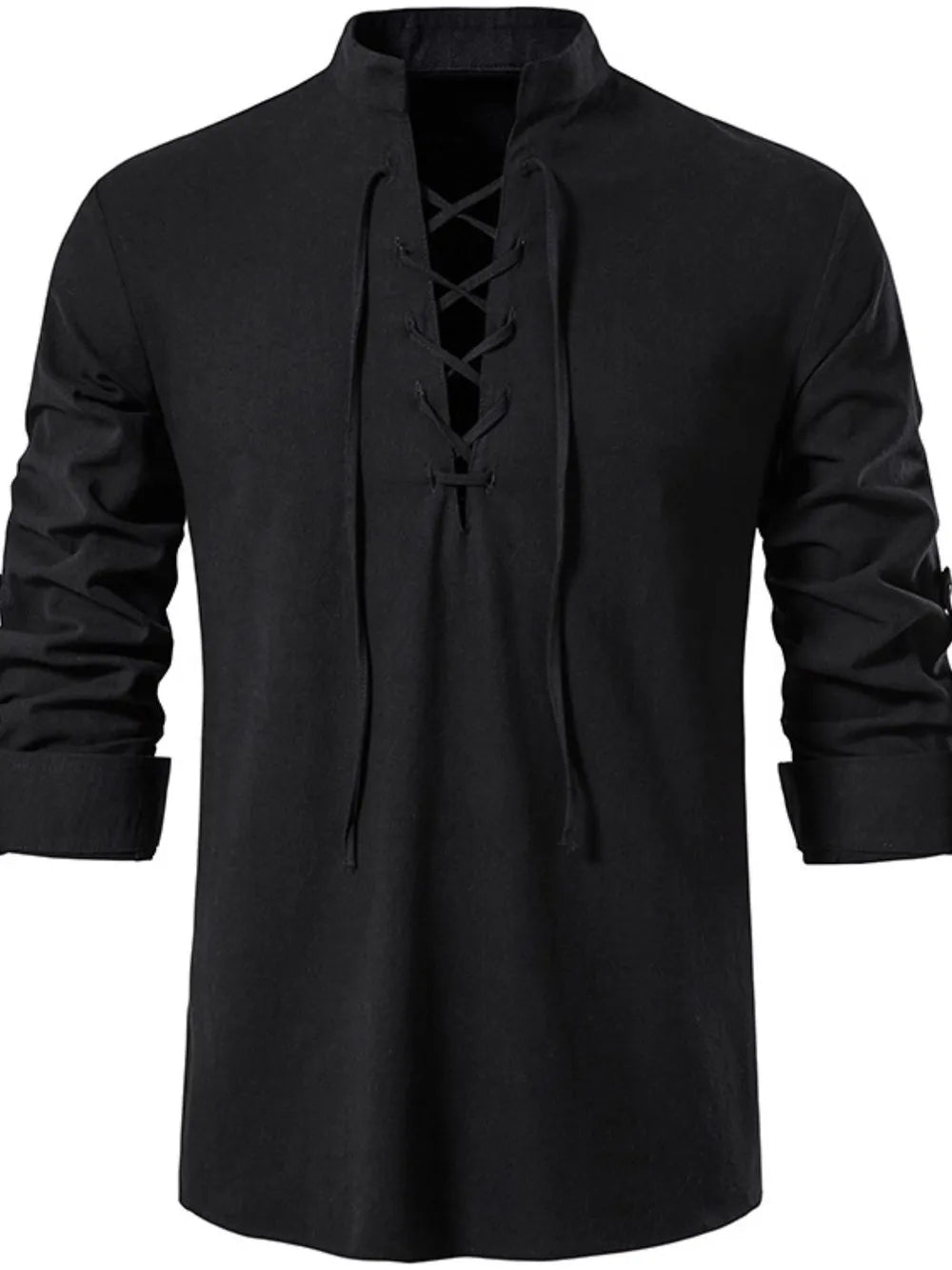 Men's Lace Up Long Sleeve Blouse