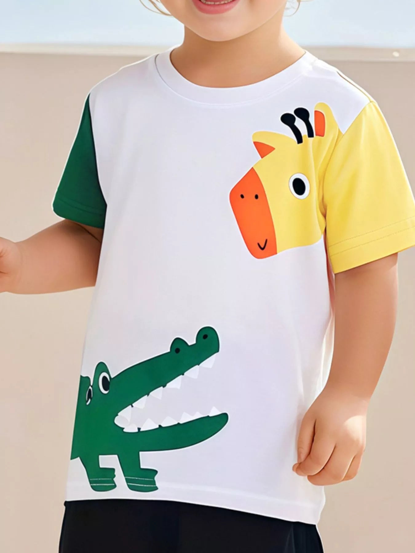 Children's Cartoon Animal Print Short Sleeve T-Shirt